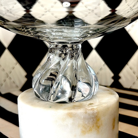 Vintage Hand Blown Crystal Swirl Foot Bowls – Pair - Picture 3 of 7